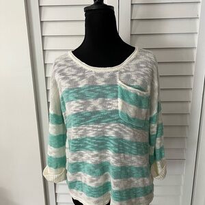 Maurices Green and White Striped Top